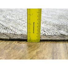 Load image into Gallery viewer, 10&#39;x10&#39; Cedar Brown, Pure Wool, Distressed And Oxidized Grass Design With Exposed Warps, Hand Knotted, Round, Oriental Rug FWR460344