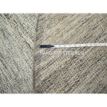 Load image into Gallery viewer, 10&#39;x10&#39; Cedar Brown, Pure Wool, Distressed And Oxidized Grass Design With Exposed Warps, Hand Knotted, Round, Oriental Rug FWR460344