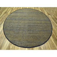 Load image into Gallery viewer, 10&#39;x10&#39; Peanut Brown With Black, Pure Wool, Hand Knotted, Oxidized And Distressed Grass Design, Round, Oriental Rug FWR460350