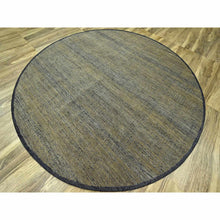 Load image into Gallery viewer, 10&#39;x10&#39; Peanut Brown With Black, Pure Wool, Hand Knotted, Oxidized And Distressed Grass Design, Round, Oriental Rug FWR460350