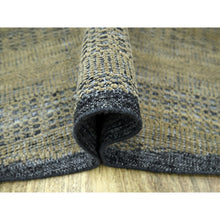 Load image into Gallery viewer, 10&#39;x10&#39; Peanut Brown With Black, Pure Wool, Hand Knotted, Oxidized And Distressed Grass Design, Round, Oriental Rug FWR460350