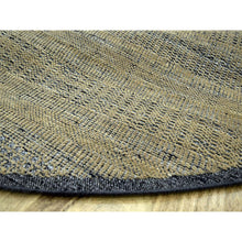 Load image into Gallery viewer, 10&#39;x10&#39; Peanut Brown With Black, Pure Wool, Hand Knotted, Oxidized And Distressed Grass Design, Round, Oriental Rug FWR460350