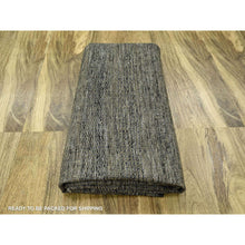 Load image into Gallery viewer, 10&#39;x10&#39; Peanut Brown With Black, Pure Wool, Hand Knotted, Oxidized And Distressed Grass Design, Round, Oriental Rug FWR460350
