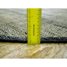 Load image into Gallery viewer, 10&#39;x10&#39; Peanut Brown With Black, Pure Wool, Hand Knotted, Oxidized And Distressed Grass Design, Round, Oriental Rug FWR460350