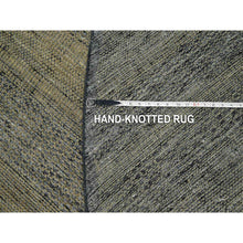 Load image into Gallery viewer, 10&#39;x10&#39; Peanut Brown With Black, Pure Wool, Hand Knotted, Oxidized And Distressed Grass Design, Round, Oriental Rug FWR460350