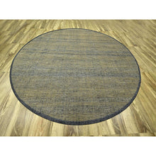 Load image into Gallery viewer, 12&#39;x12&#39; Peanut Brown And Black, Hand Knotted, Natural Wool, Oxidized And Distressed Grass Design With Exposed Warps, Round, Oriental Rug FWR460356