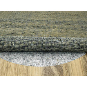 12'x12' Peanut Brown And Black, Hand Knotted, Natural Wool, Oxidized And Distressed Grass Design With Exposed Warps, Round, Oriental Rug FWR460356
