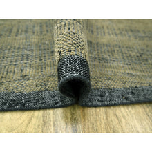 Load image into Gallery viewer, 12&#39;x12&#39; Peanut Brown And Black, Hand Knotted, Natural Wool, Oxidized And Distressed Grass Design With Exposed Warps, Round, Oriental Rug FWR460356