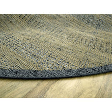 Load image into Gallery viewer, 12&#39;x12&#39; Peanut Brown And Black, Hand Knotted, Natural Wool, Oxidized And Distressed Grass Design With Exposed Warps, Round, Oriental Rug FWR460356