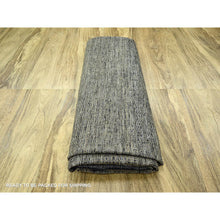 Load image into Gallery viewer, 12&#39;x12&#39; Peanut Brown And Black, Hand Knotted, Natural Wool, Oxidized And Distressed Grass Design With Exposed Warps, Round, Oriental Rug FWR460356