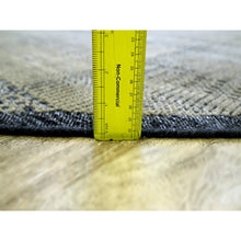 Load image into Gallery viewer, 12&#39;x12&#39; Peanut Brown And Black, Hand Knotted, Natural Wool, Oxidized And Distressed Grass Design With Exposed Warps, Round, Oriental Rug FWR460356
