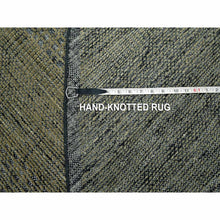 Load image into Gallery viewer, 12&#39;x12&#39; Peanut Brown And Black, Hand Knotted, Natural Wool, Oxidized And Distressed Grass Design With Exposed Warps, Round, Oriental Rug FWR460356
