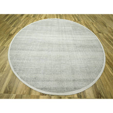 Load image into Gallery viewer, 12&#39;x12&#39; Cloud Gray, Natural Wool, Distressed And Oxidized Grass Design  With Exposed Warps, Hand Knotted, Round, Oriental Rug FWR460362