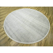 Load image into Gallery viewer, 12&#39;x12&#39; Cloud Gray, Natural Wool, Distressed And Oxidized Grass Design  With Exposed Warps, Hand Knotted, Round, Oriental Rug FWR460362