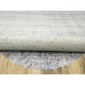 12'x12' Cloud Gray, Natural Wool, Distressed And Oxidized Grass Design  With Exposed Warps, Hand Knotted, Round, Oriental Rug FWR460362