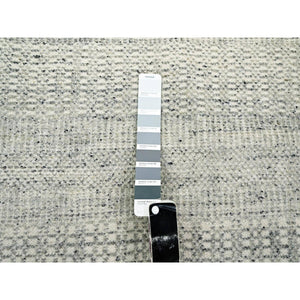 12'x12' Cloud Gray, Natural Wool, Distressed And Oxidized Grass Design  With Exposed Warps, Hand Knotted, Round, Oriental Rug FWR460362