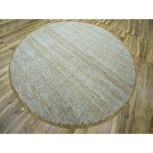 Load image into Gallery viewer, 11&#39;10&quot;x11&#39;10&quot; Nugget Gold, Pure Wool, Hand Knotted, Oxidized And Distressed Grass Design With Exposed Warps, Round, Oriental Rug FWR460368