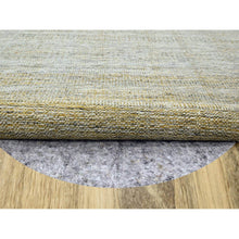Load image into Gallery viewer, 11&#39;10&quot;x11&#39;10&quot; Nugget Gold, Pure Wool, Hand Knotted, Oxidized And Distressed Grass Design With Exposed Warps, Round, Oriental Rug FWR460368
