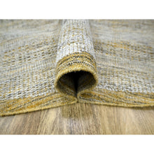 Load image into Gallery viewer, 11&#39;10&quot;x11&#39;10&quot; Nugget Gold, Pure Wool, Hand Knotted, Oxidized And Distressed Grass Design With Exposed Warps, Round, Oriental Rug FWR460368
