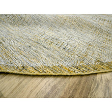 Load image into Gallery viewer, 11&#39;10&quot;x11&#39;10&quot; Nugget Gold, Pure Wool, Hand Knotted, Oxidized And Distressed Grass Design With Exposed Warps, Round, Oriental Rug FWR460368