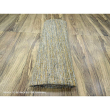 Load image into Gallery viewer, 11&#39;10&quot;x11&#39;10&quot; Nugget Gold, Pure Wool, Hand Knotted, Oxidized And Distressed Grass Design With Exposed Warps, Round, Oriental Rug FWR460368