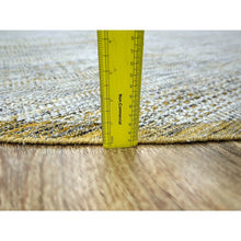 Load image into Gallery viewer, 11&#39;10&quot;x11&#39;10&quot; Nugget Gold, Pure Wool, Hand Knotted, Oxidized And Distressed Grass Design With Exposed Warps, Round, Oriental Rug FWR460368