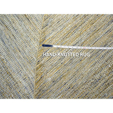 Load image into Gallery viewer, 11&#39;10&quot;x11&#39;10&quot; Nugget Gold, Pure Wool, Hand Knotted, Oxidized And Distressed Grass Design With Exposed Warps, Round, Oriental Rug FWR460368