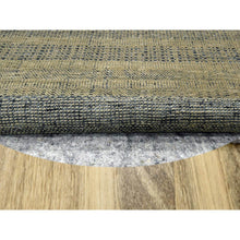Load image into Gallery viewer, 6&#39;1&quot;x6&#39;1&quot; Honey Brown With Black, Hand Knotted, Distressed And Oxidized Grass Design With Exposed Warps, Pure Wool, Round, Oriental Rug FWR460380