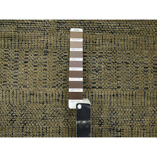 Load image into Gallery viewer, 6&#39;1&quot;x6&#39;1&quot; Honey Brown With Black, Hand Knotted, Distressed And Oxidized Grass Design With Exposed Warps, Pure Wool, Round, Oriental Rug FWR460380