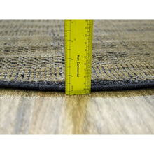 Load image into Gallery viewer, 6&#39;1&quot;x6&#39;1&quot; Honey Brown With Black, Hand Knotted, Distressed And Oxidized Grass Design With Exposed Warps, Pure Wool, Round, Oriental Rug FWR460380