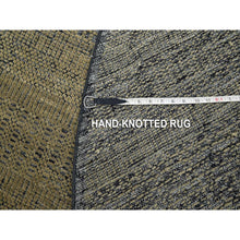 Load image into Gallery viewer, 6&#39;1&quot;x6&#39;1&quot; Honey Brown With Black, Hand Knotted, Distressed And Oxidized Grass Design With Exposed Warps, Pure Wool, Round, Oriental Rug FWR460380