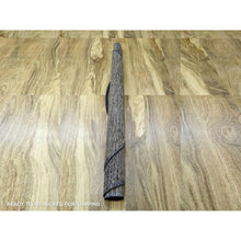 Load image into Gallery viewer, 6&#39;1&quot;x6&#39;1&quot; Honey Brown With Black, Hand Knotted, Distressed And Oxidized Grass Design With Exposed Warps, Pure Wool, Round, Oriental Rug FWR460380