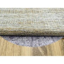 Load image into Gallery viewer, 6&#39;x6&#39; Golden Yellow, Oxidized And Distressed Grass Design With Exposed Warps, Hand Knotted, 100% Wool, Round, Oriental Rug FWR460386