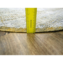 Load image into Gallery viewer, 6&#39;x6&#39; Golden Yellow, Oxidized And Distressed Grass Design With Exposed Warps, Hand Knotted, 100% Wool, Round, Oriental Rug FWR460386