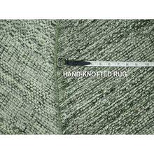 Load image into Gallery viewer, 6&#39;x6&#39; Basil Green With Ivory, Hand Knotted, Organic Wool, Oxidized And Distressed Grass Design With Exposed Warps, Round, Oriental Rug FWR460392