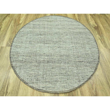 Load image into Gallery viewer, 6&#39;x6&#39; Coconut Brown, Oxidized And Distressed Grass Design With Exposed Warps, Hand Knotted, 100% Wool, Round, Oriental Rug FWR460398