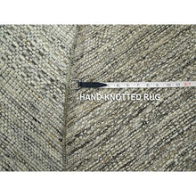 Load image into Gallery viewer, 6&#39;x6&#39; Coconut Brown, Oxidized And Distressed Grass Design With Exposed Warps, Hand Knotted, 100% Wool, Round, Oriental Rug FWR460398