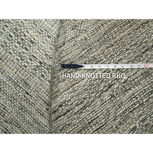 6'x6' Coconut Brown, Oxidized And Distressed Grass Design With Exposed Warps, Hand Knotted, 100% Wool, Round, Oriental Rug FWR460398