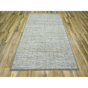 6'1"x9' Caramel Brown, Pure Wool, Hand Knotted, Oxidized And Distressed Grass Design With Exposed Warps, Oriental Rug FWR460404