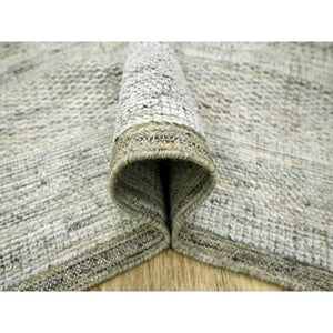 6'1"x9' Caramel Brown, Pure Wool, Hand Knotted, Oxidized And Distressed Grass Design With Exposed Warps, Oriental Rug FWR460404