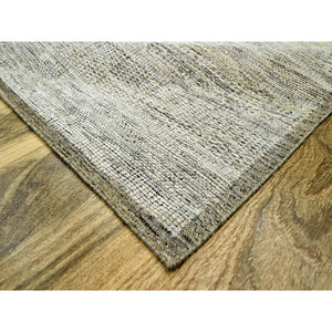 6'1"x9' Caramel Brown, Pure Wool, Hand Knotted, Oxidized And Distressed Grass Design With Exposed Warps, Oriental Rug FWR460404