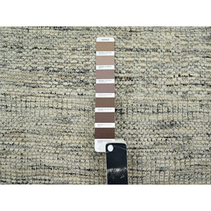 6'1"x9' Caramel Brown, Pure Wool, Hand Knotted, Oxidized And Distressed Grass Design With Exposed Warps, Oriental Rug FWR460404