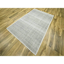 Load image into Gallery viewer, 6&#39;x9&#39; Mirage Gray, Oxidized And Distressed Grass Design With Exposed Warps, Hand Knotted, 100% Wool, Oriental Rug FWR460410