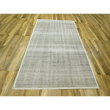 Load image into Gallery viewer, 6&#39;1&quot;x9&#39; Misty Gray, Natural Wool, Oxidized And Distressed Grass Design With Exposed Warps, Hand Knotted, Oriental Rug FWR460416