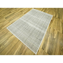 Load image into Gallery viewer, 6&#39;1&quot;x9&#39; Misty Gray, Natural Wool, Oxidized And Distressed Grass Design With Exposed Warps, Hand Knotted, Oriental Rug FWR460416