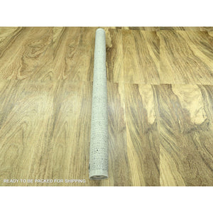 6'1"x9' Misty Gray, Natural Wool, Oxidized And Distressed Grass Design With Exposed Warps, Hand Knotted, Oriental Rug FWR460416