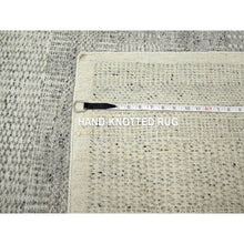 Load image into Gallery viewer, 6&#39;1&quot;x9&#39; Misty Gray, Natural Wool, Oxidized And Distressed Grass Design With Exposed Warps, Hand Knotted, Oriental Rug FWR460416