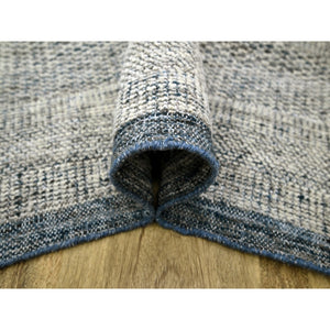 6'x9'1" Aegean Blue, Oxidized And Distressed Grass Design With Exposed Warps, 100% Wool, Hand Knotted, Oriental Rug FWR460422