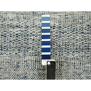 6'x9'1" Aegean Blue, Oxidized And Distressed Grass Design With Exposed Warps, 100% Wool, Hand Knotted, Oriental Rug FWR460422