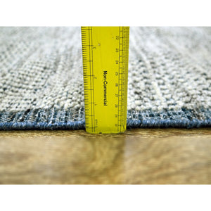 6'x9'1" Aegean Blue, Oxidized And Distressed Grass Design With Exposed Warps, 100% Wool, Hand Knotted, Oriental Rug FWR460422